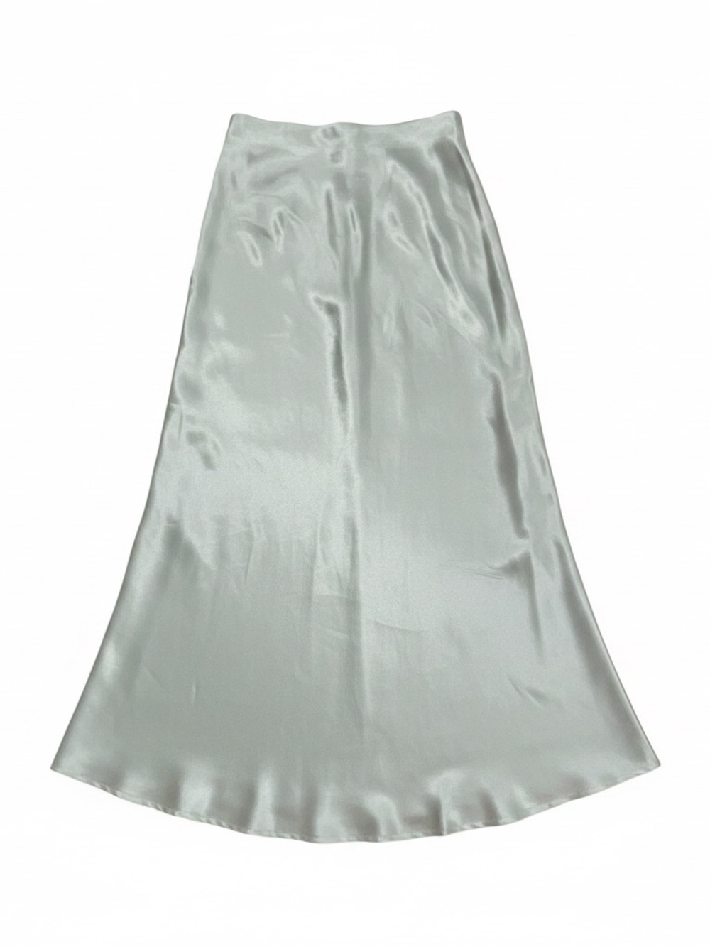 RAILS Satin Midi Slip Skirt in Sage Green